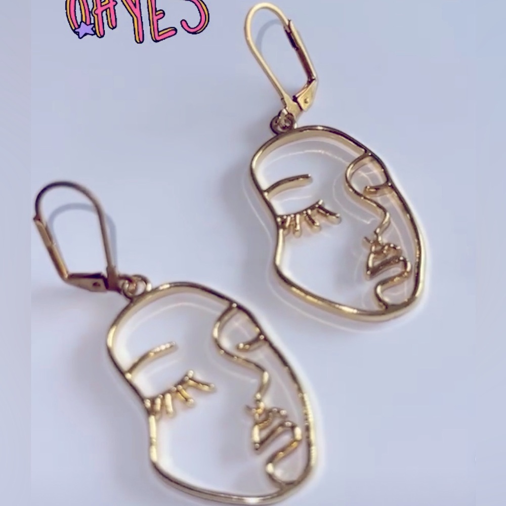 Face silhouette earrings nickel free